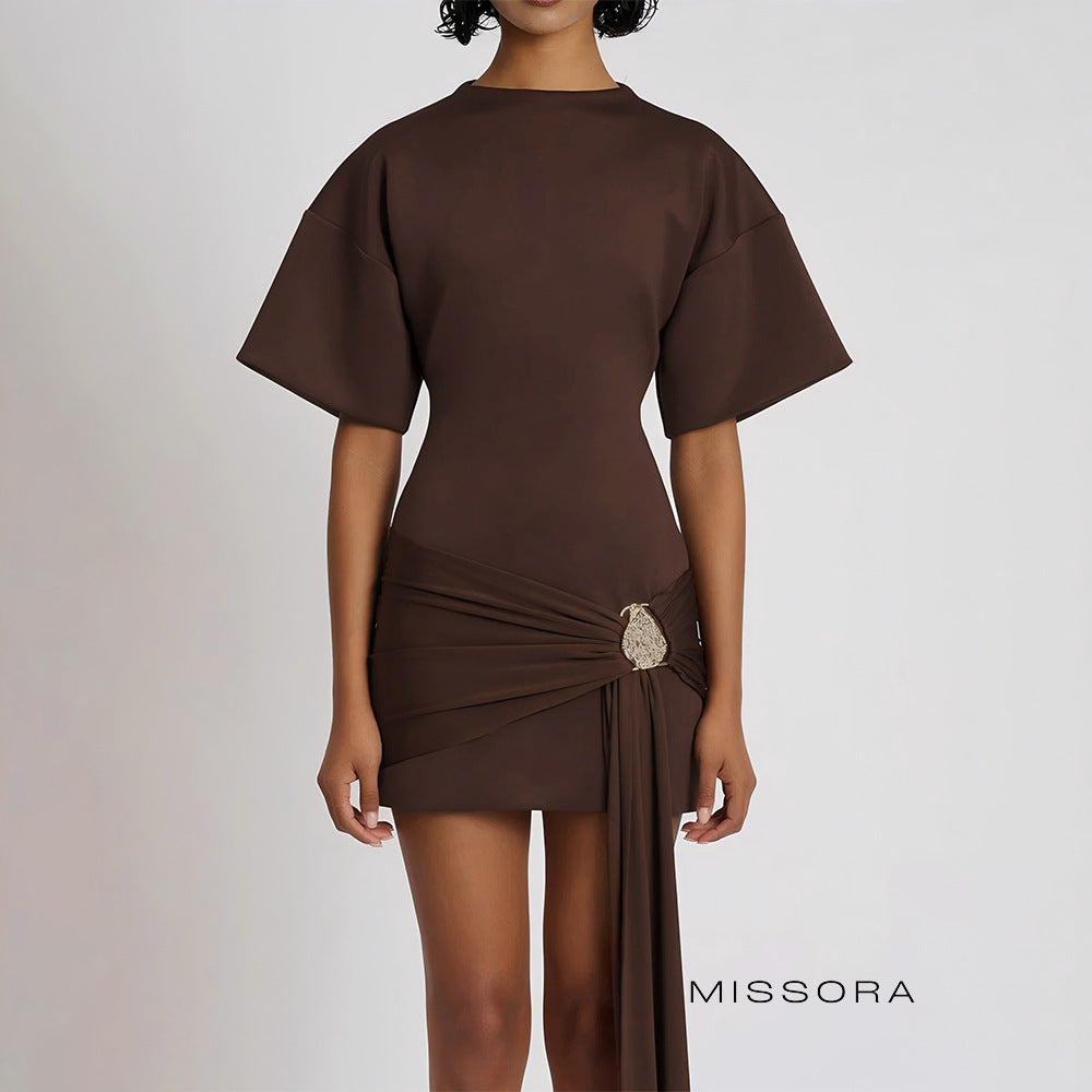 Shaniya Büzgülü Fitilli Mini Elbise [SOY9DTER]