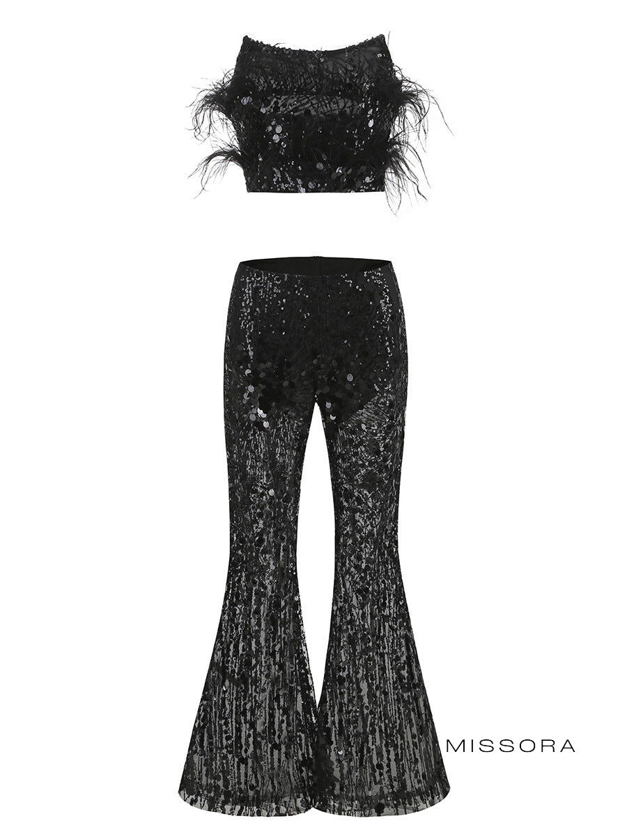 Sherry Ostrich Sequin Pantolon Takımı [4NCB8NAC]