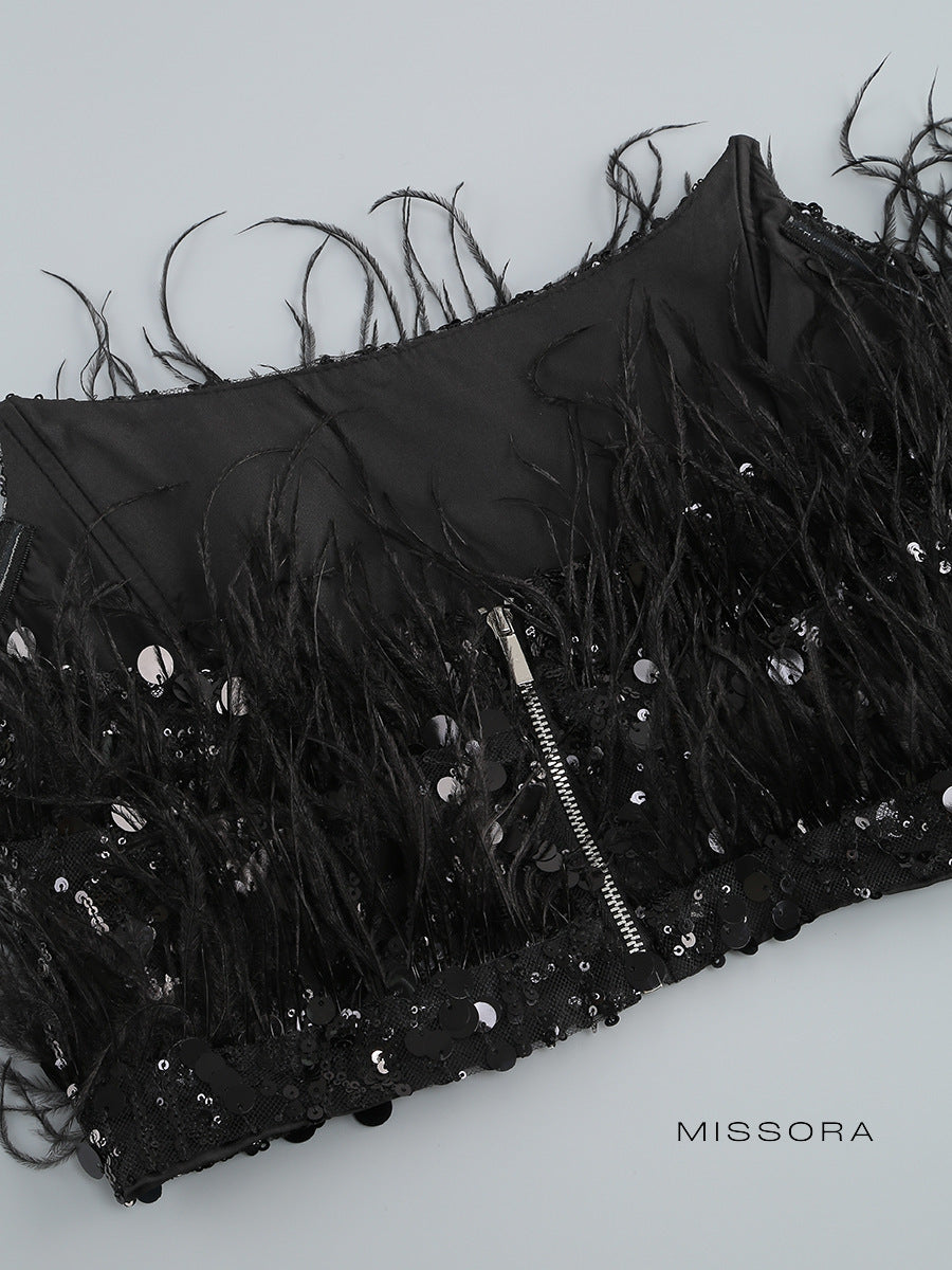 Sherry Ostrich Sequin Pantolon Takımı [J47NI45X]