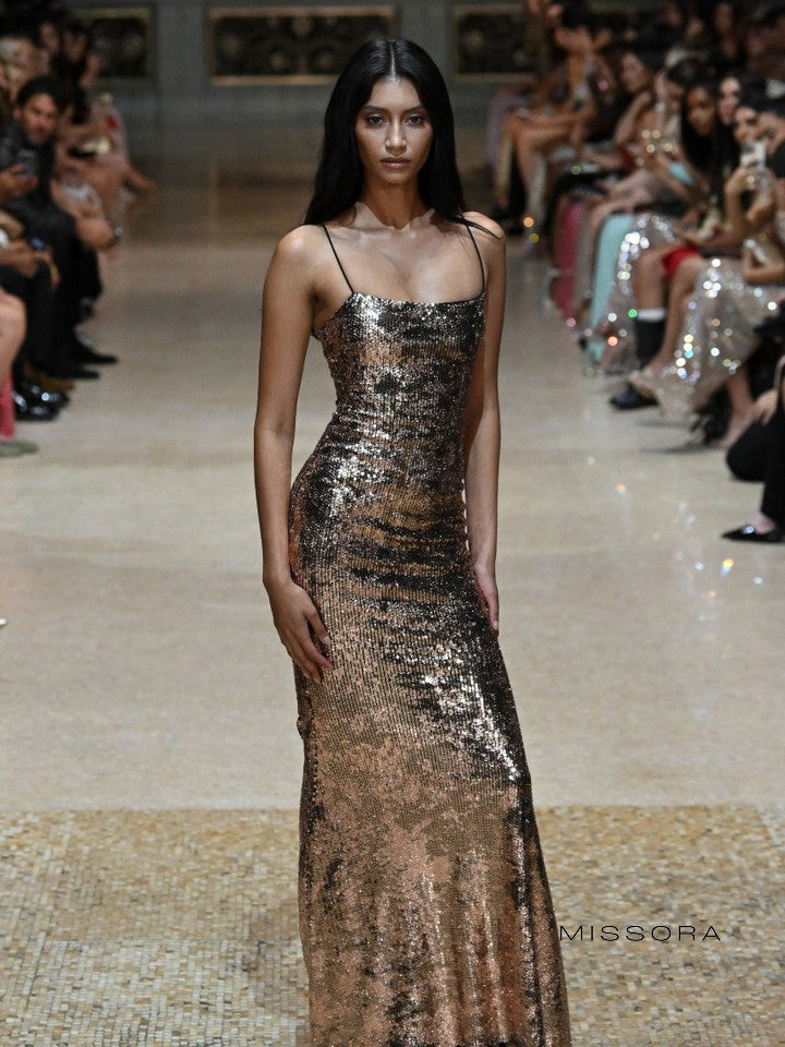 Shraddha Işıltılı Askılı Maxi Elbise [O1M1FBYY]