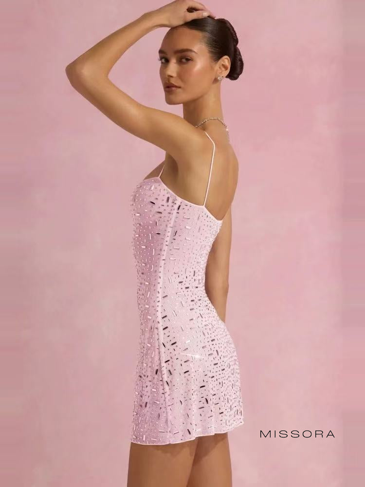 Solange Pırıltılı Straplez Mini Elbise [I1AHH878]