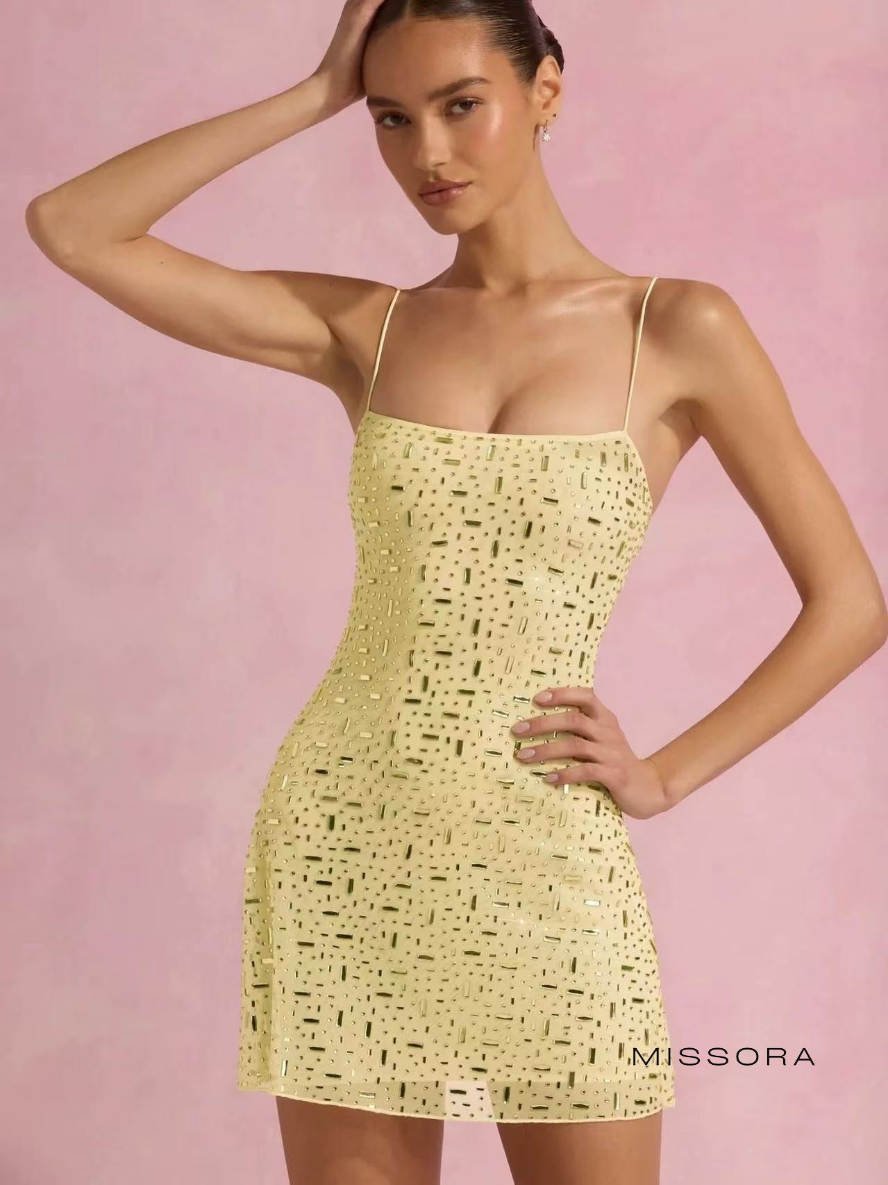 Solange Pırıltılı Straplez Mini Elbise [LXDUM317]