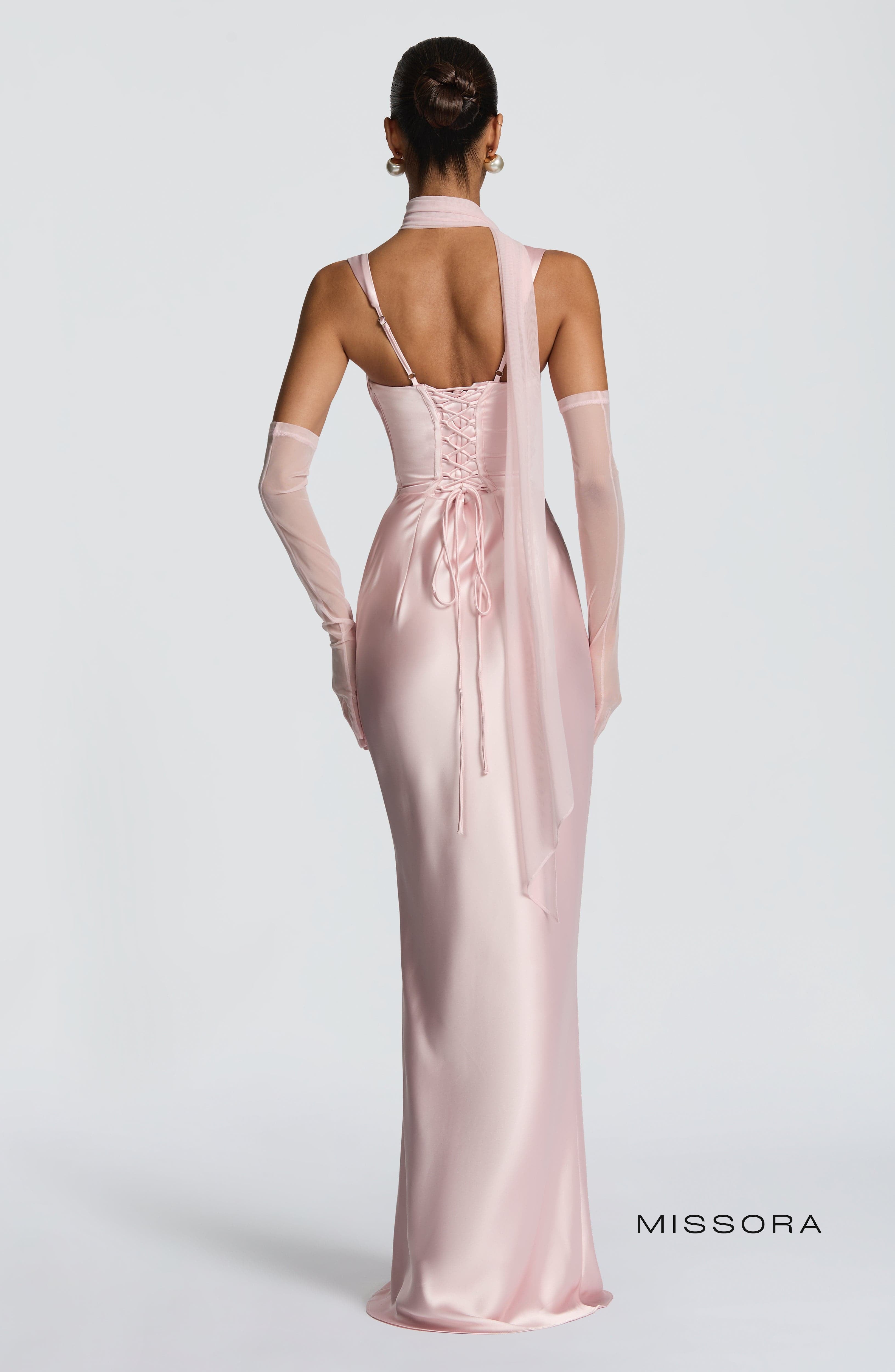 Missora Sonali Sculpting Satin Maxi Dress - Blush