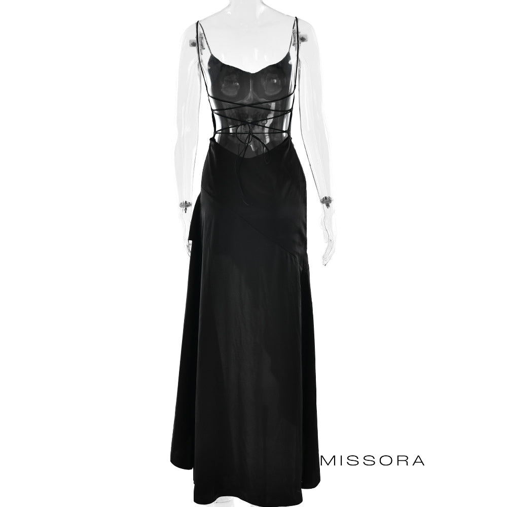 Taegan Saten Asimetrik Maksi Elbise [9GI64LGP]