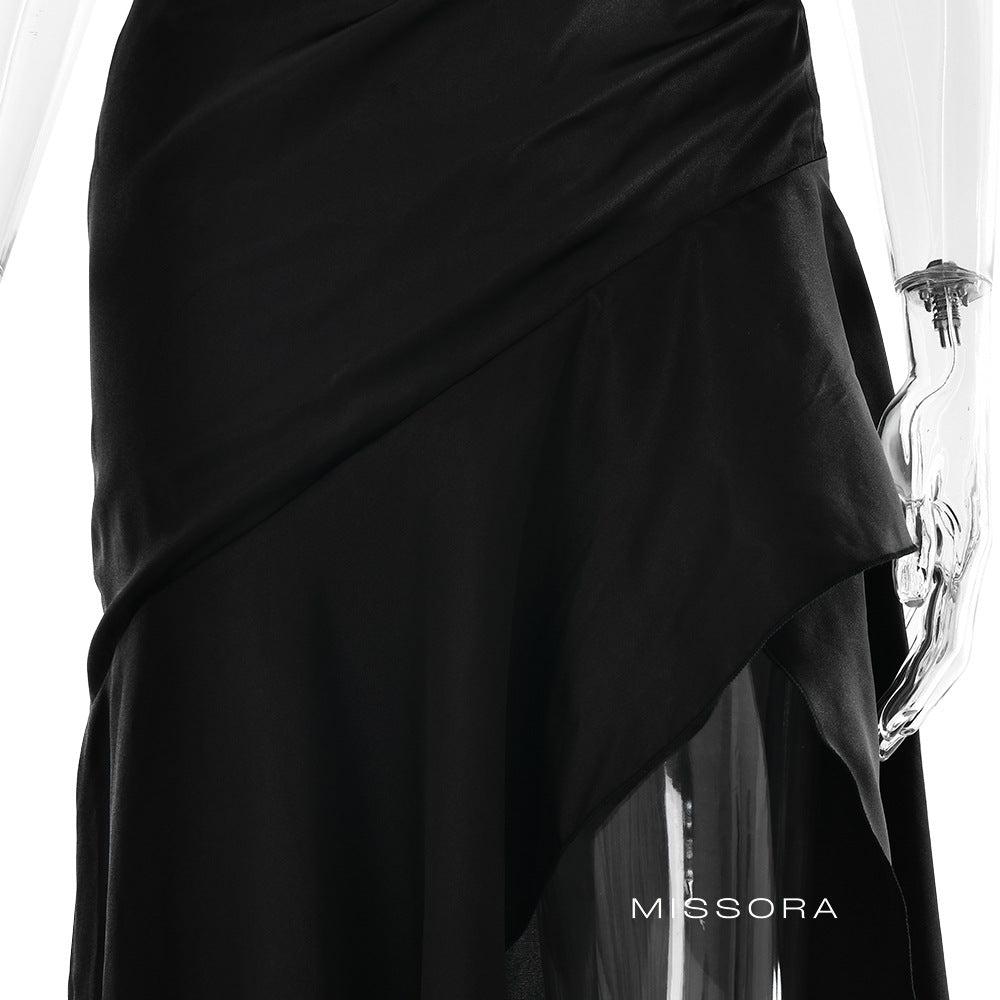 Taegan Saten Asimetrik Maksi Elbise [2RRXOACR]