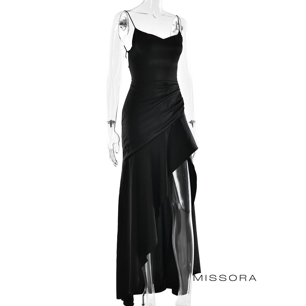 Taegan Saten Asimetrik Maksi Elbise [PFR2P01G]