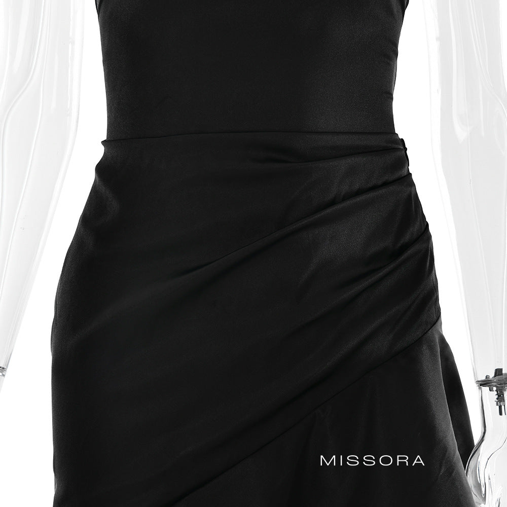 Taegan Saten Asimetrik Maksi Elbise [35UKSRI1]