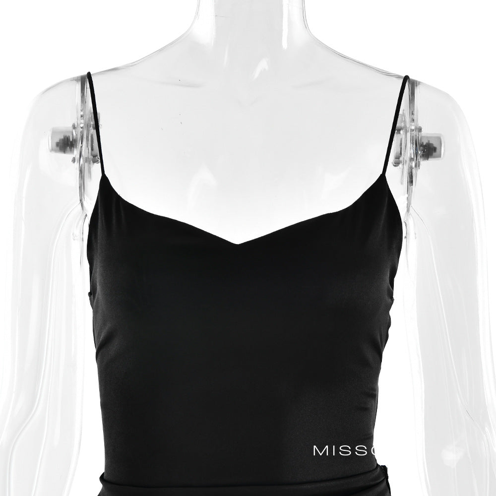 Taegan Saten Asimetrik Maksi Elbise [98NEWLU4]