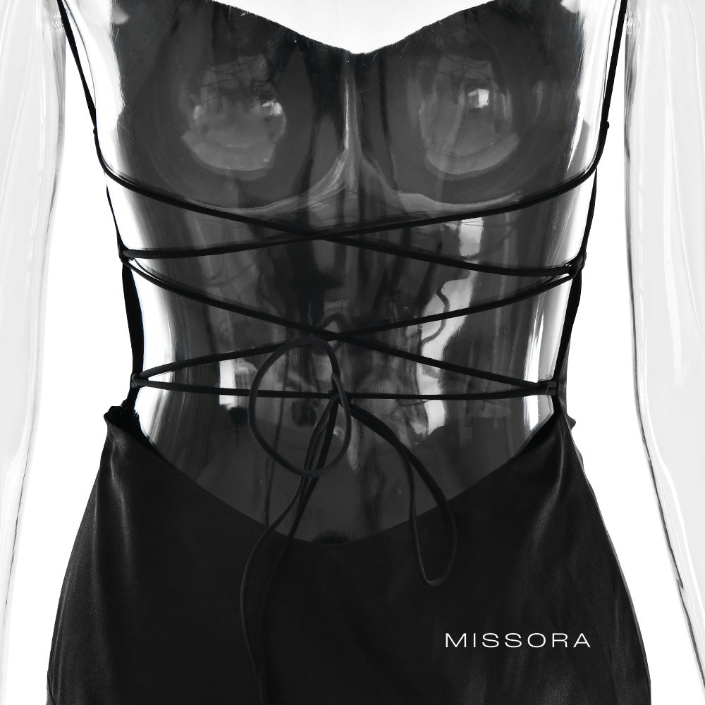 Taegan Saten Asimetrik Maksi Elbise [J1DZYHT4]