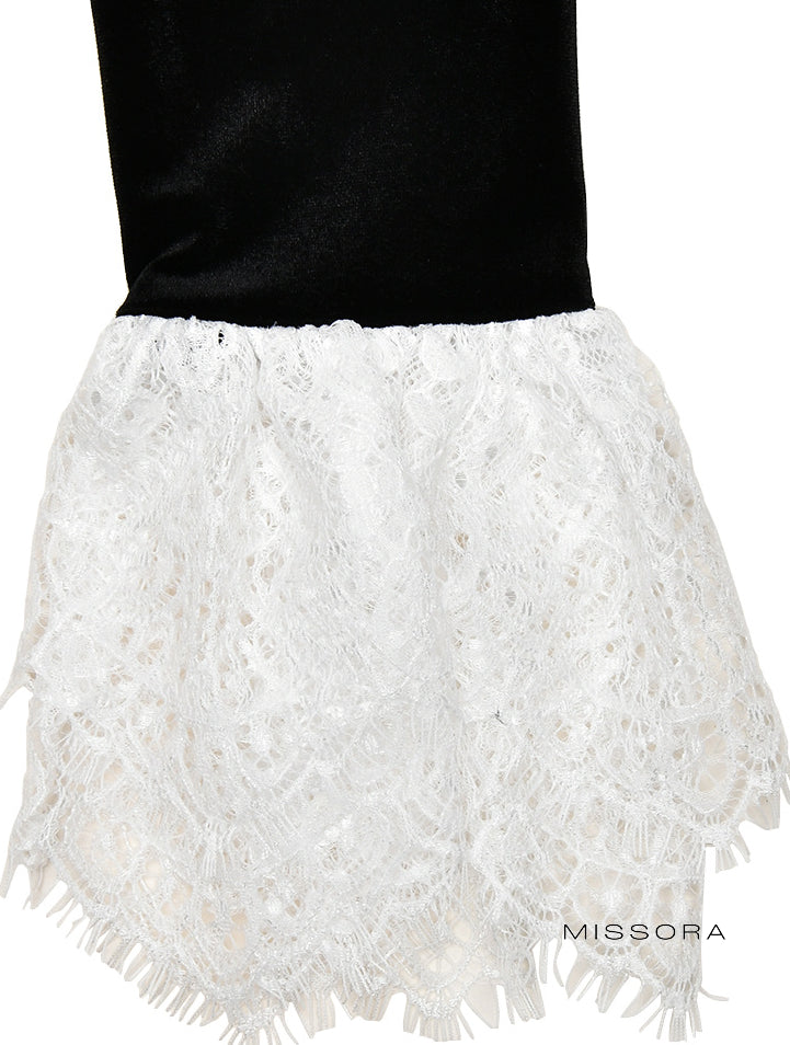 Vanessa Kadife Dantel Korse Crop Top [SAL9K1I4]