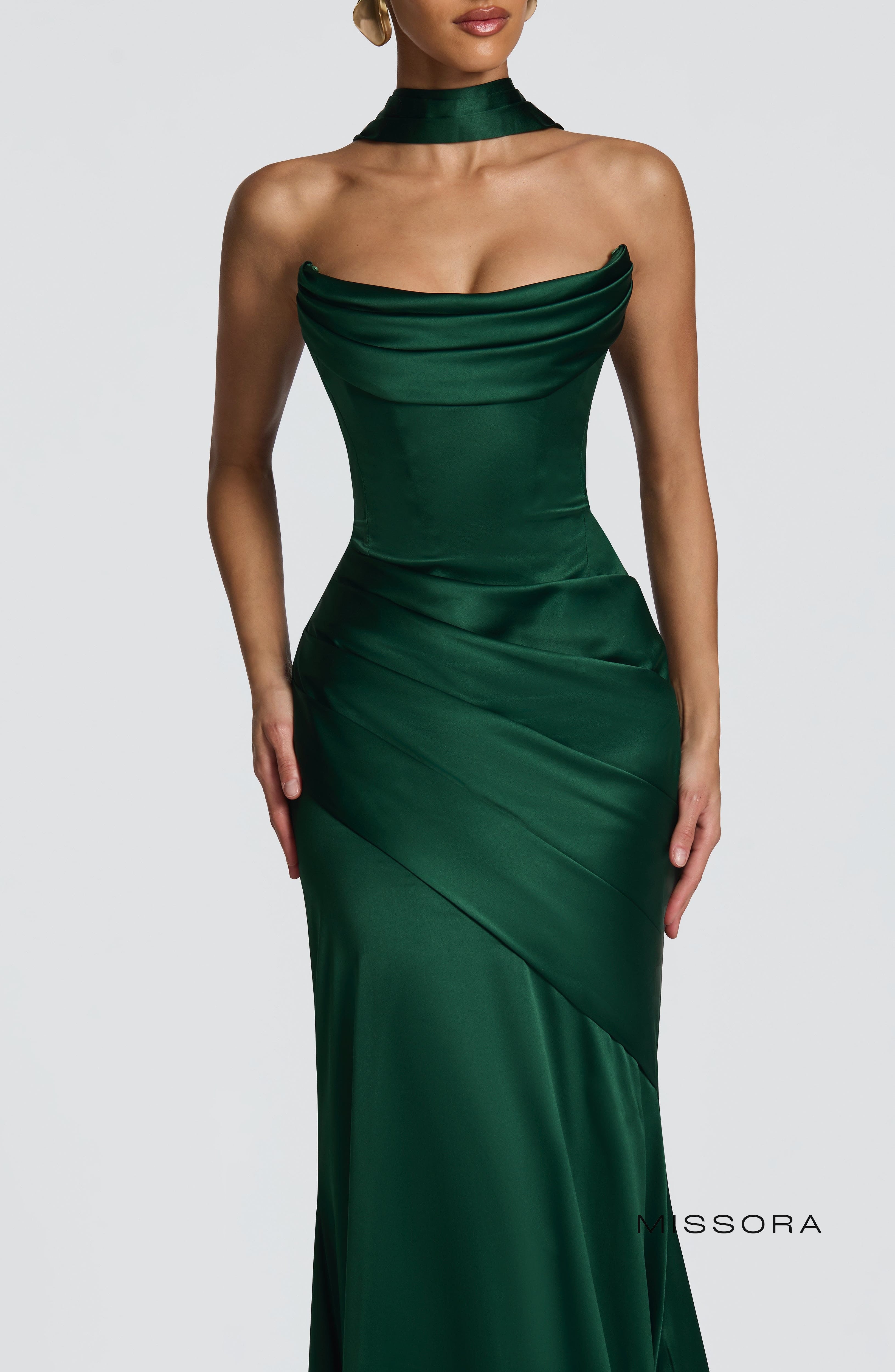 Missora Zephyr Draped Mermaid Maxi Dress - Emerald