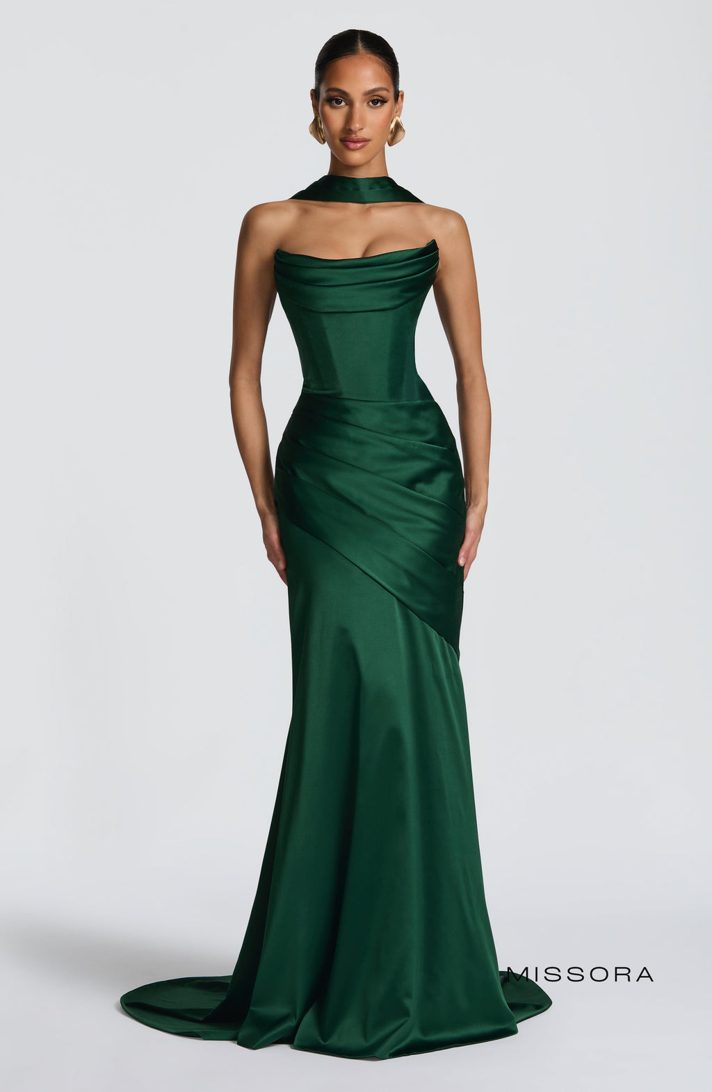 Missora Zephyr Draped Mermaid Maxi Dress - Emerald