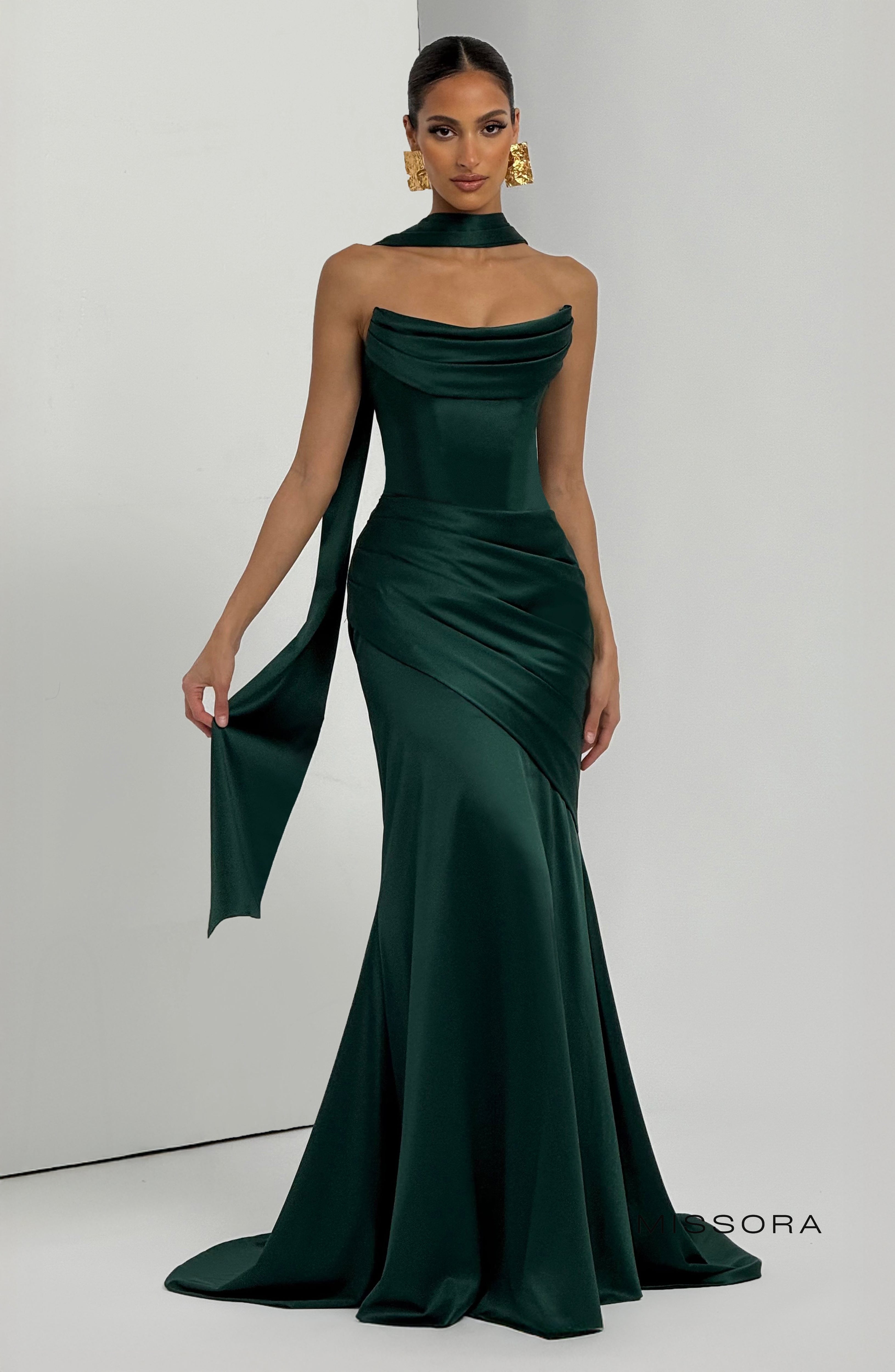 Missora Zephyr Draped Mermaid Maxi Dress - Emerald