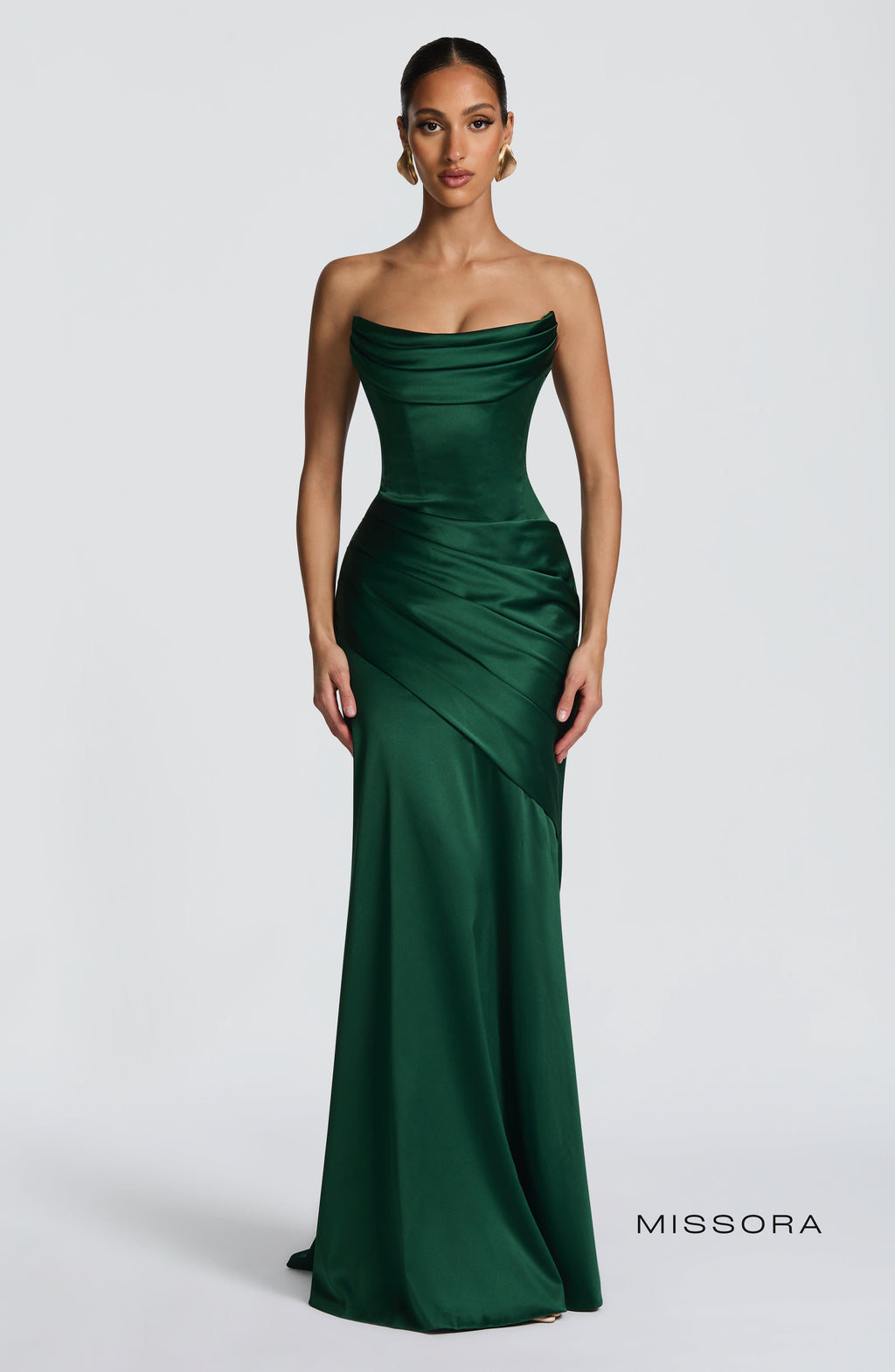 Missora Zephyr Draped Mermaid Maxi Dress - Emerald