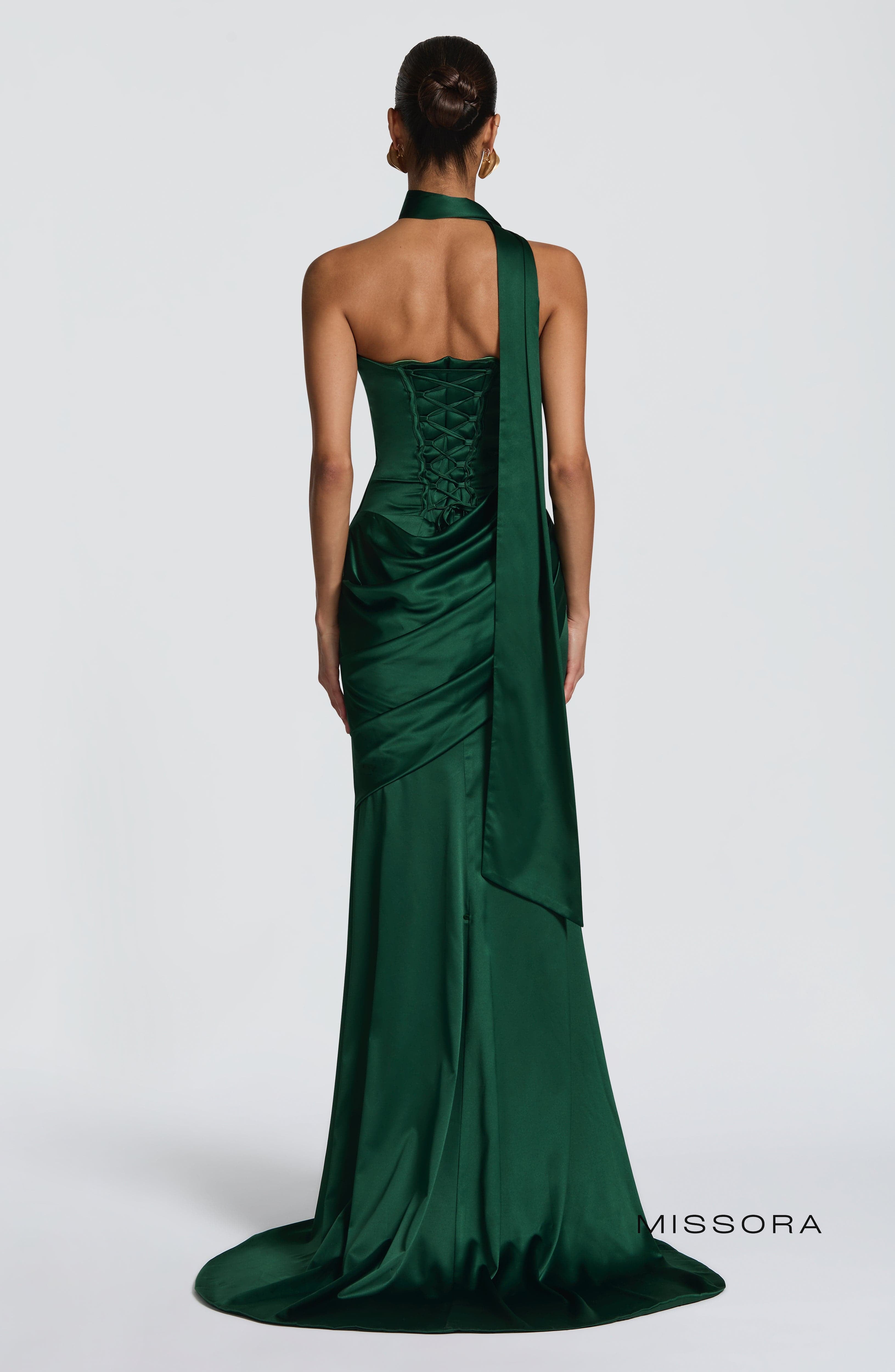 Missora Zephyr Draped Mermaid Maxi Dress - Emerald