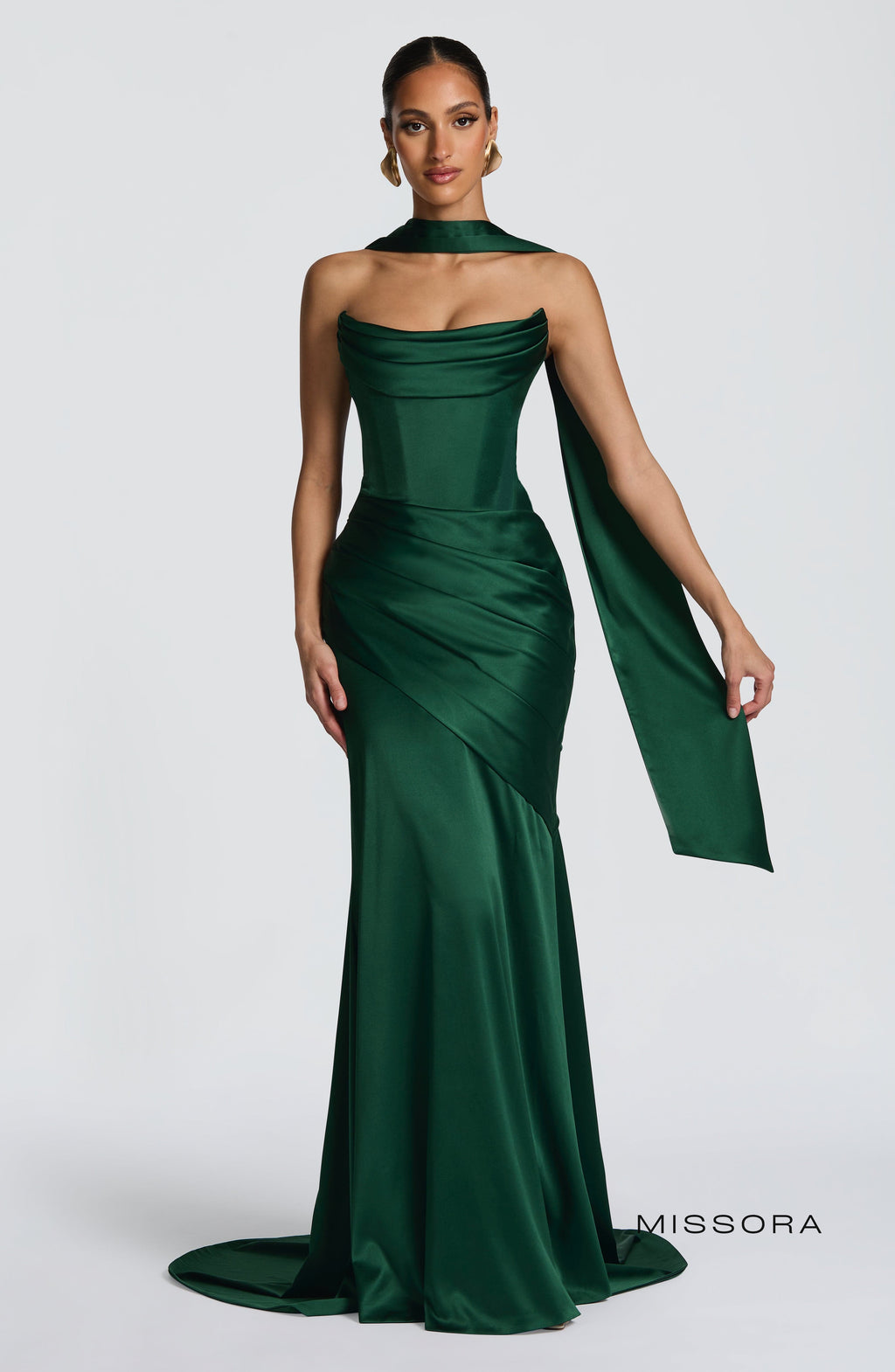 Missora Zephyr Draped Mermaid Maxi Dress - Emerald