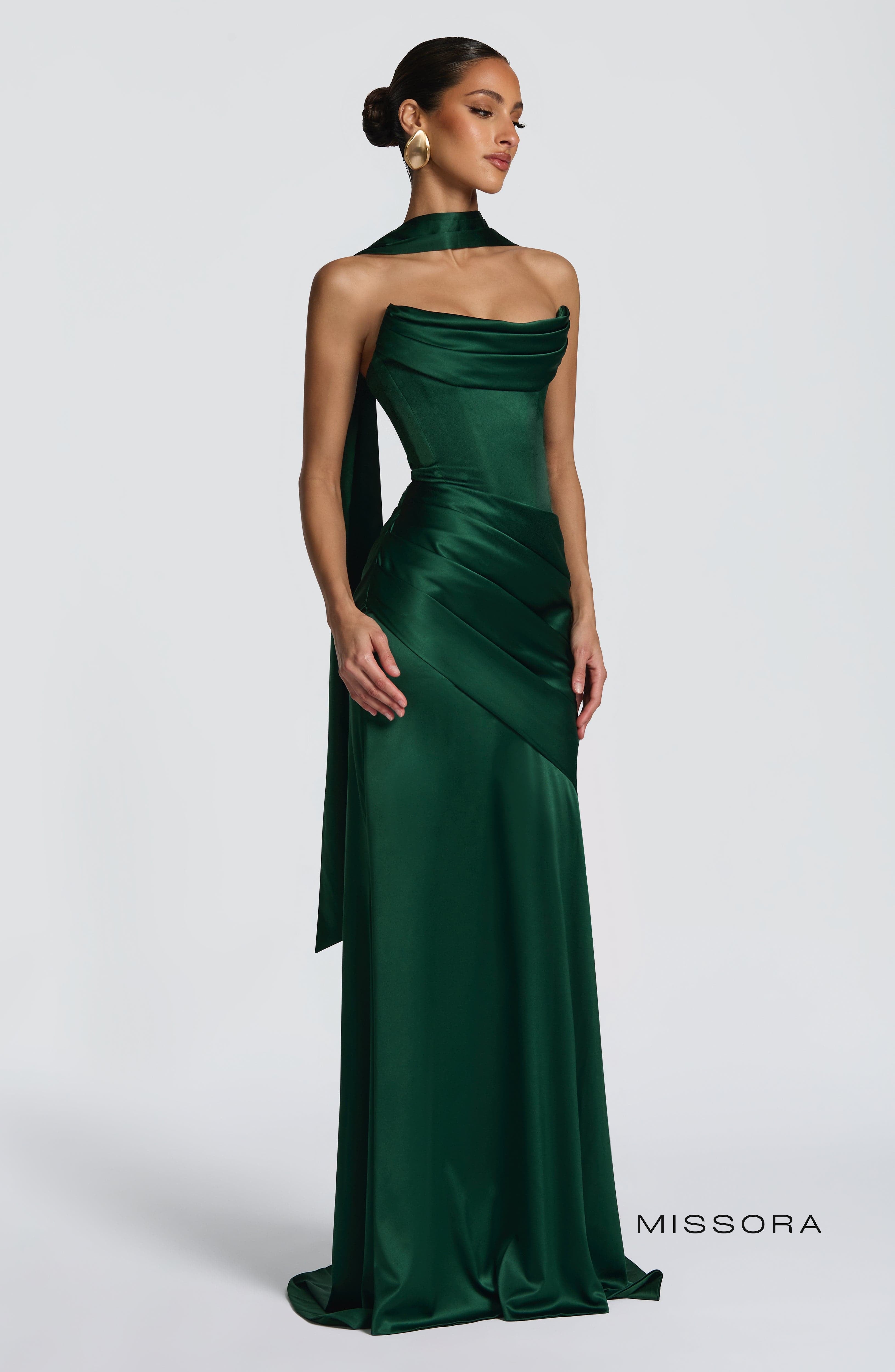 Missora Zephyr Draped Mermaid Maxi Dress - Emerald