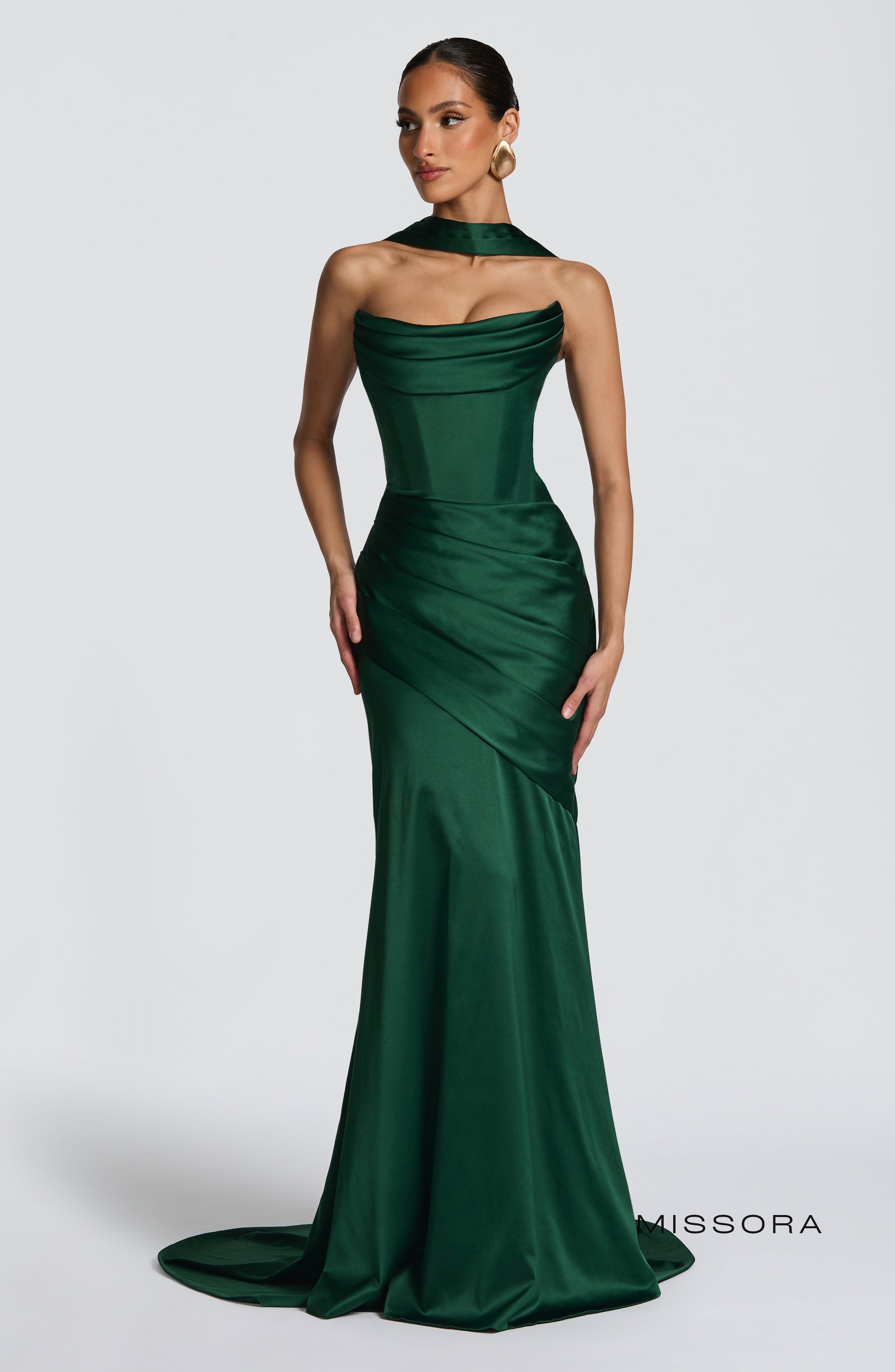 Missora Zephyr Draped Mermaid Maxi Dress - Emerald