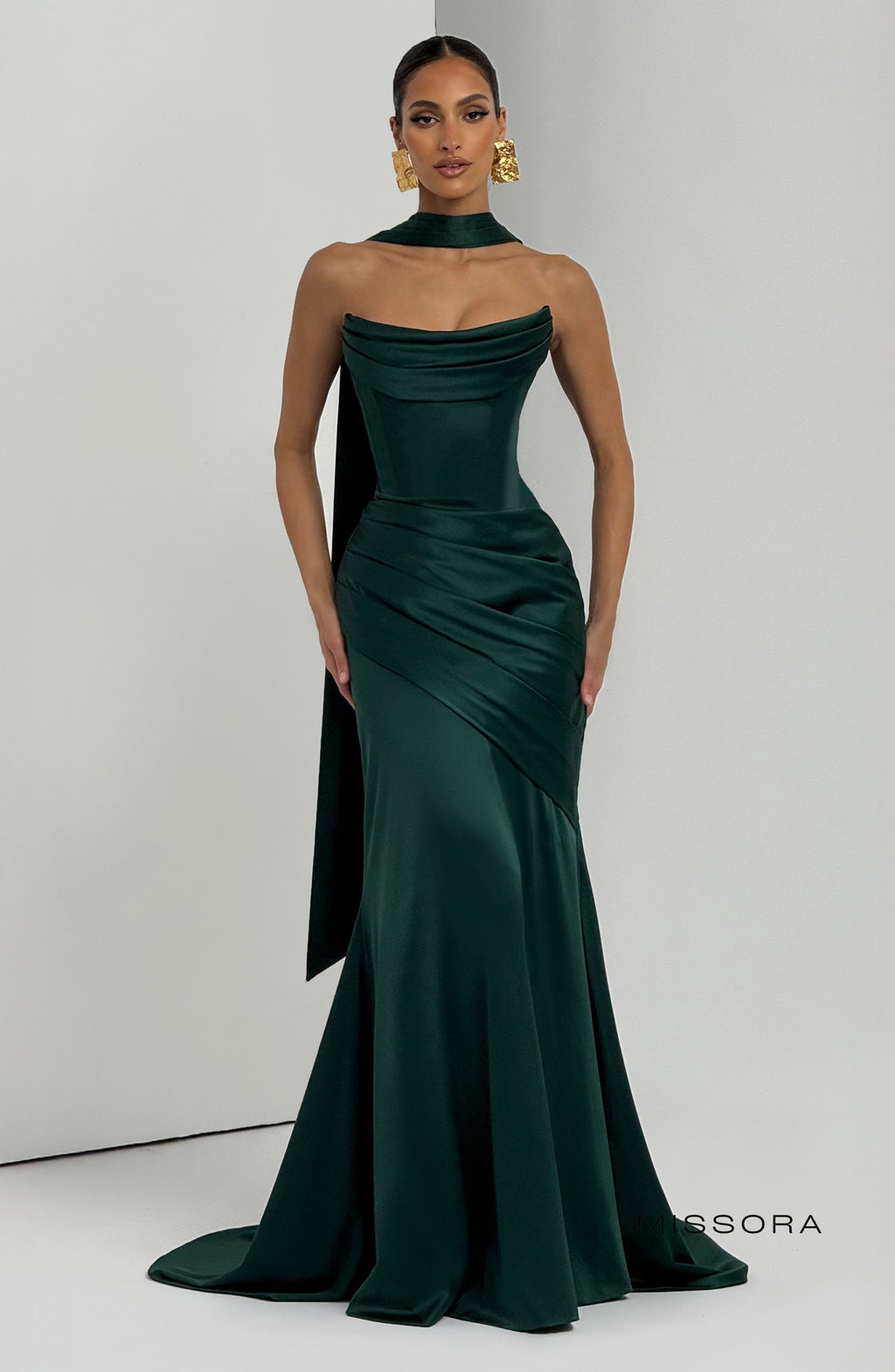 Missora Zephyr Draped Mermaid Maxi Dress - Emerald