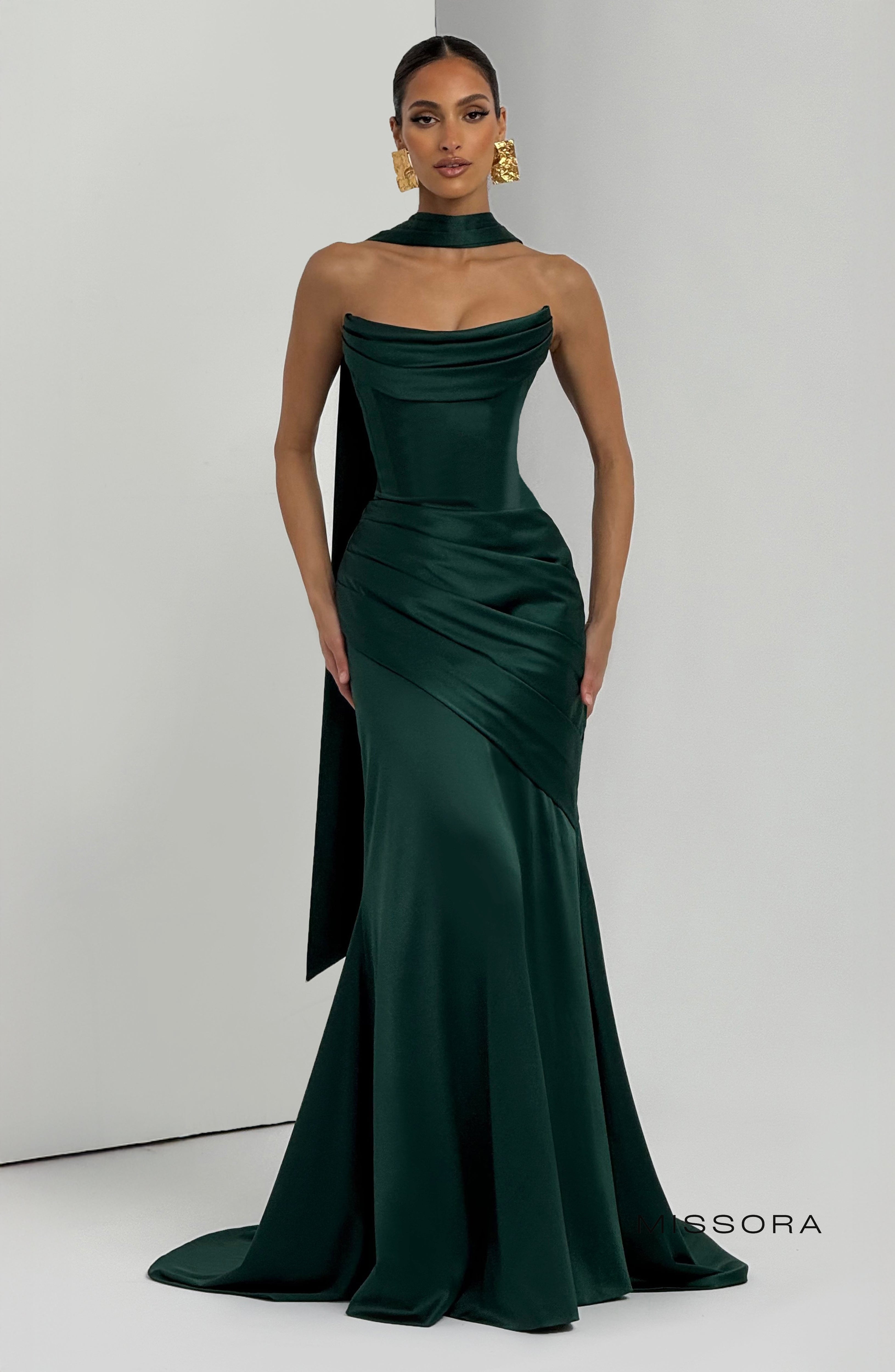 Missora Zephyr Draped Mermaid Maxi Dress - Emerald