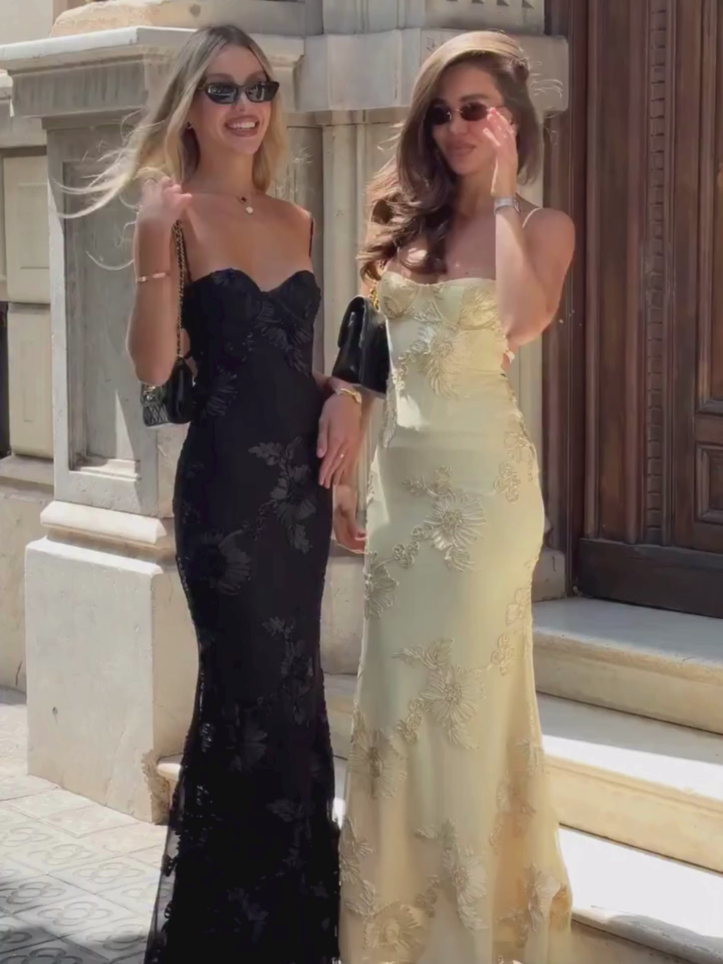 Ashlynne Çiçek İşlemeli Balık Maxi Elbise