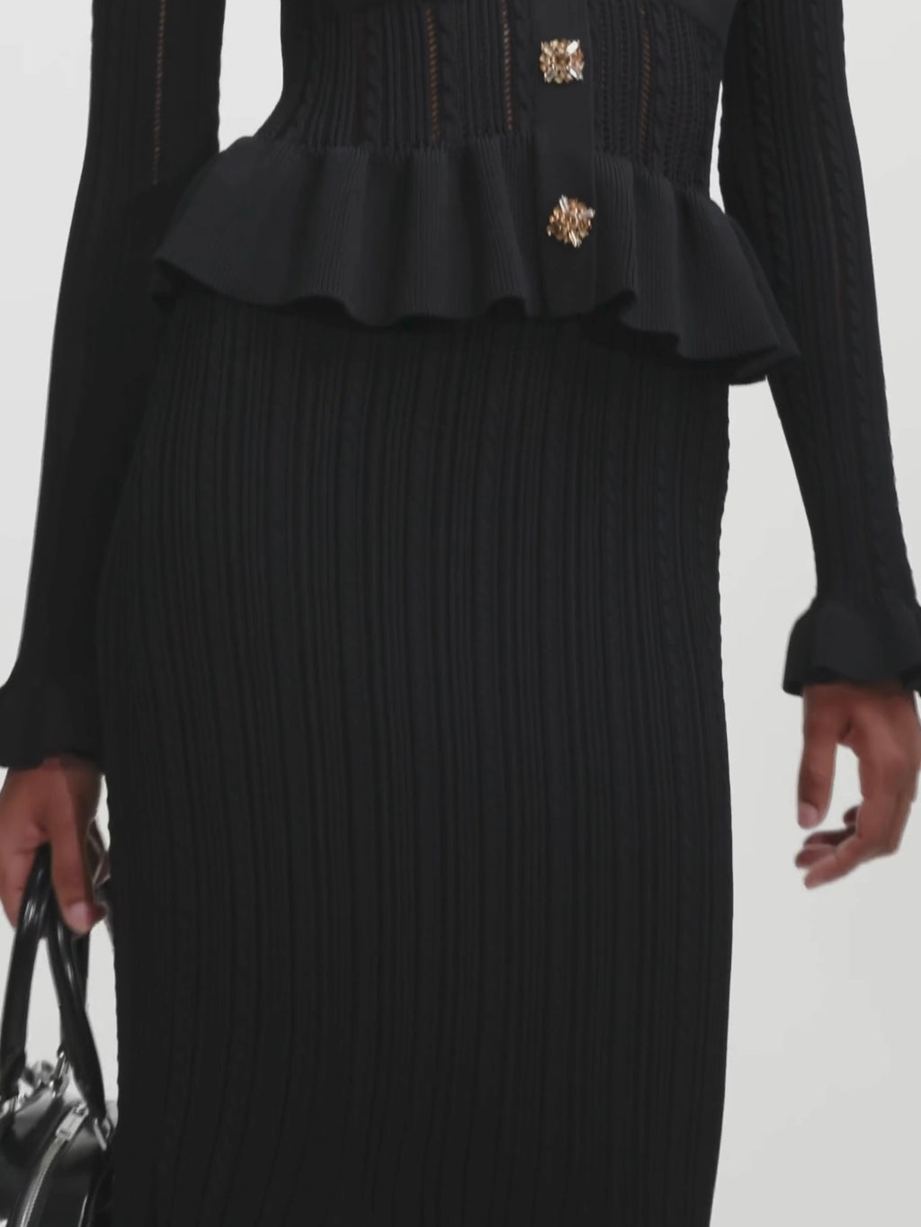 Armoni Örgü V Yaka Balık Elbise