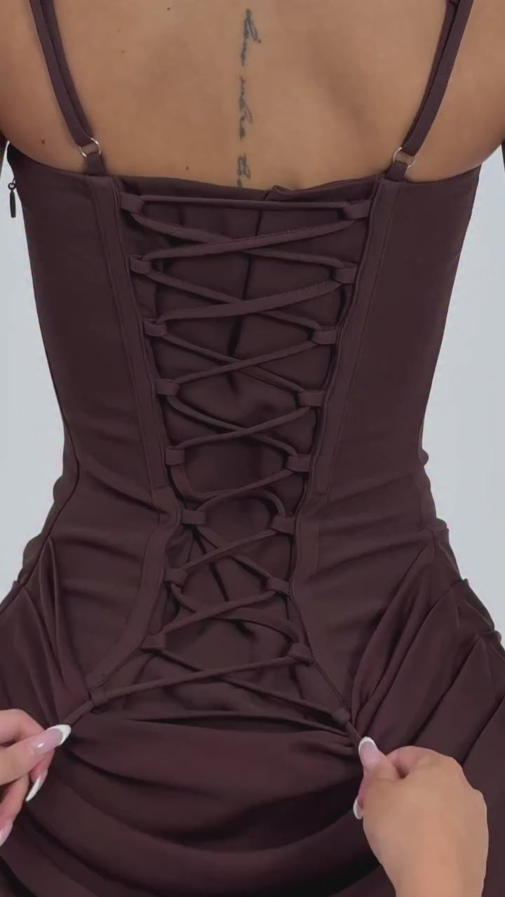 Amaree Korse Drapeli Mini Elbise