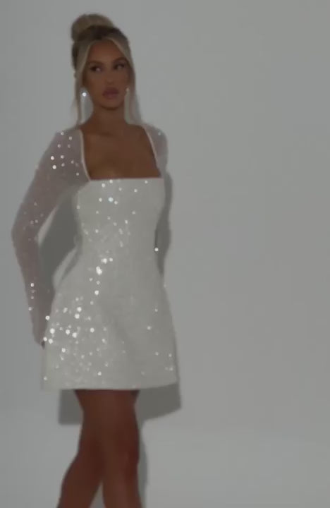Izzabella Beaded Ivory Mini Dress
