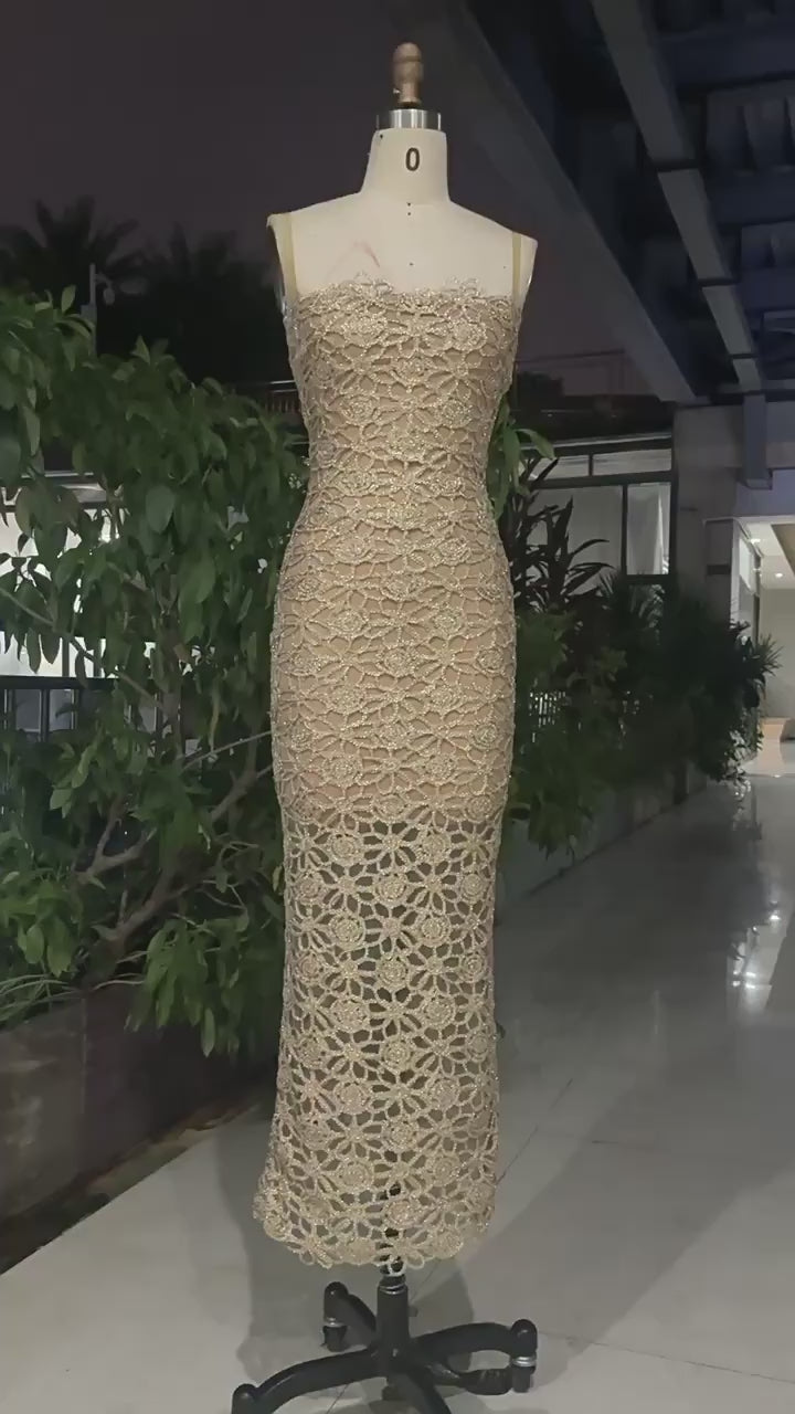 Jamie İşlemeli Dantel Maxi Elbise