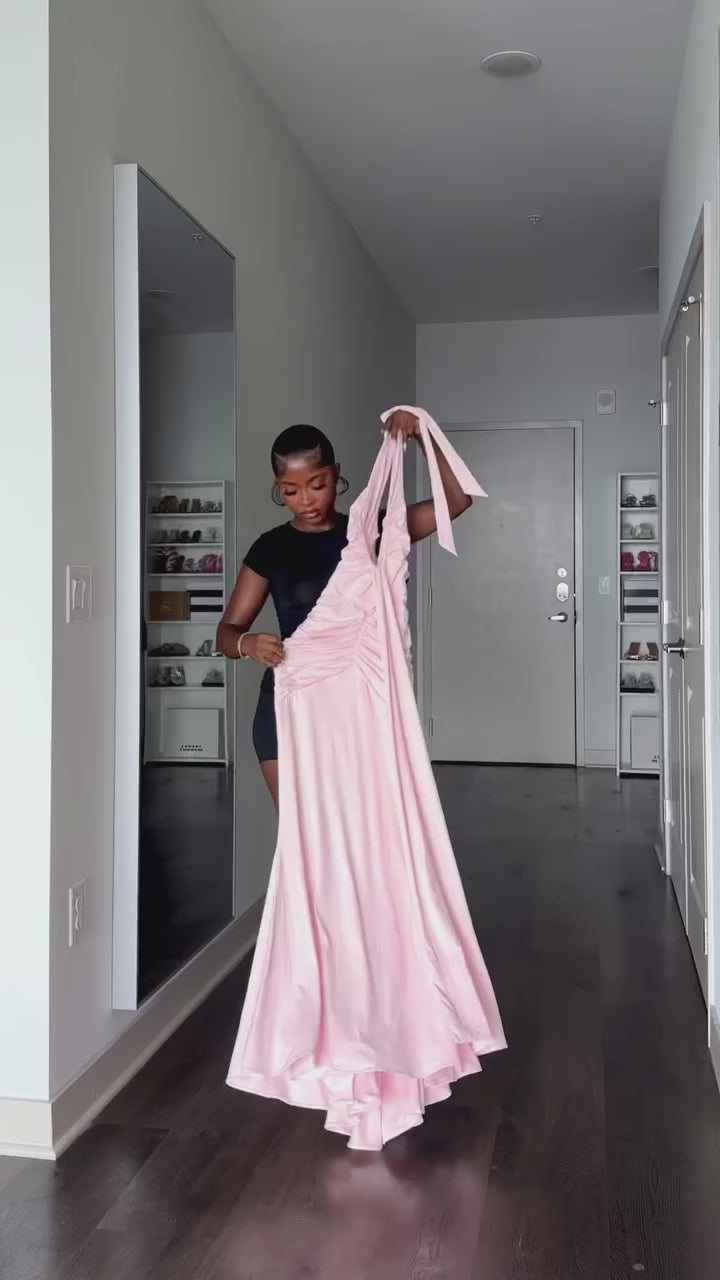 Estela Draped Maxi Dress - Blush