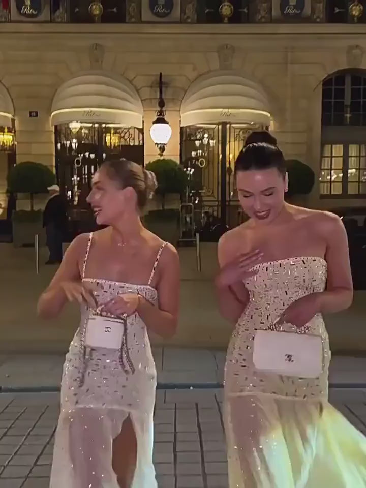 Caylie Işıltılı Straplez Tül Maxi Elbise