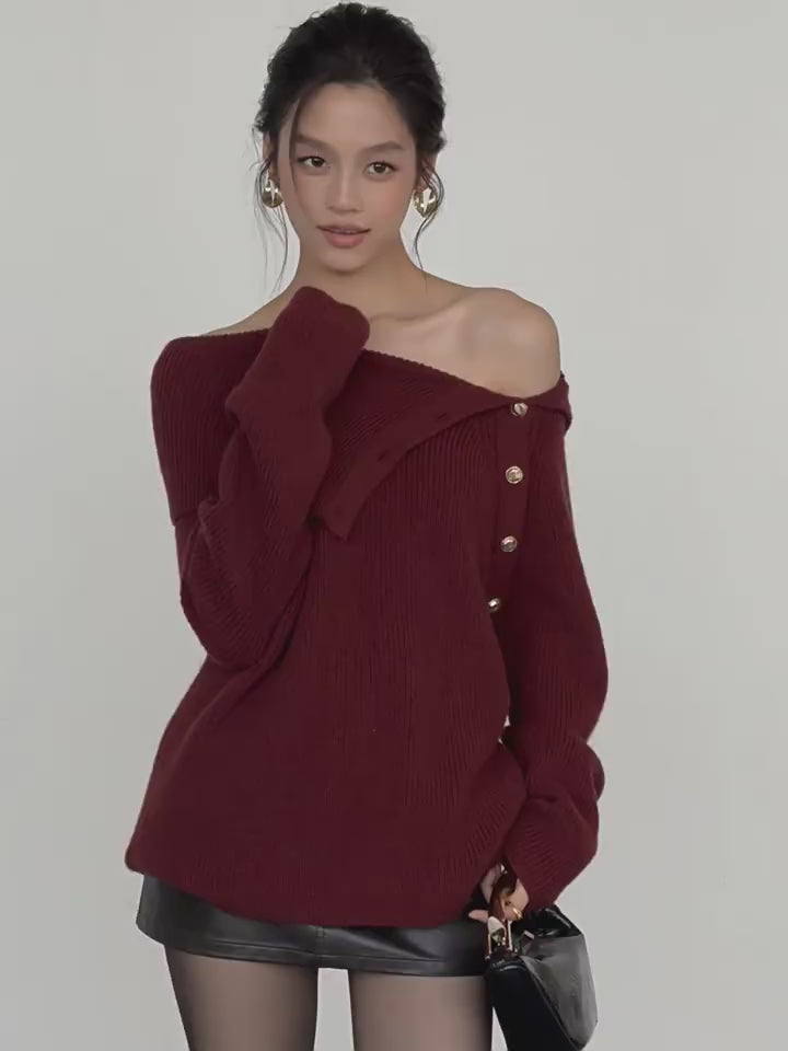 Sariya Düşük Omuz Salaş Triko Kazak