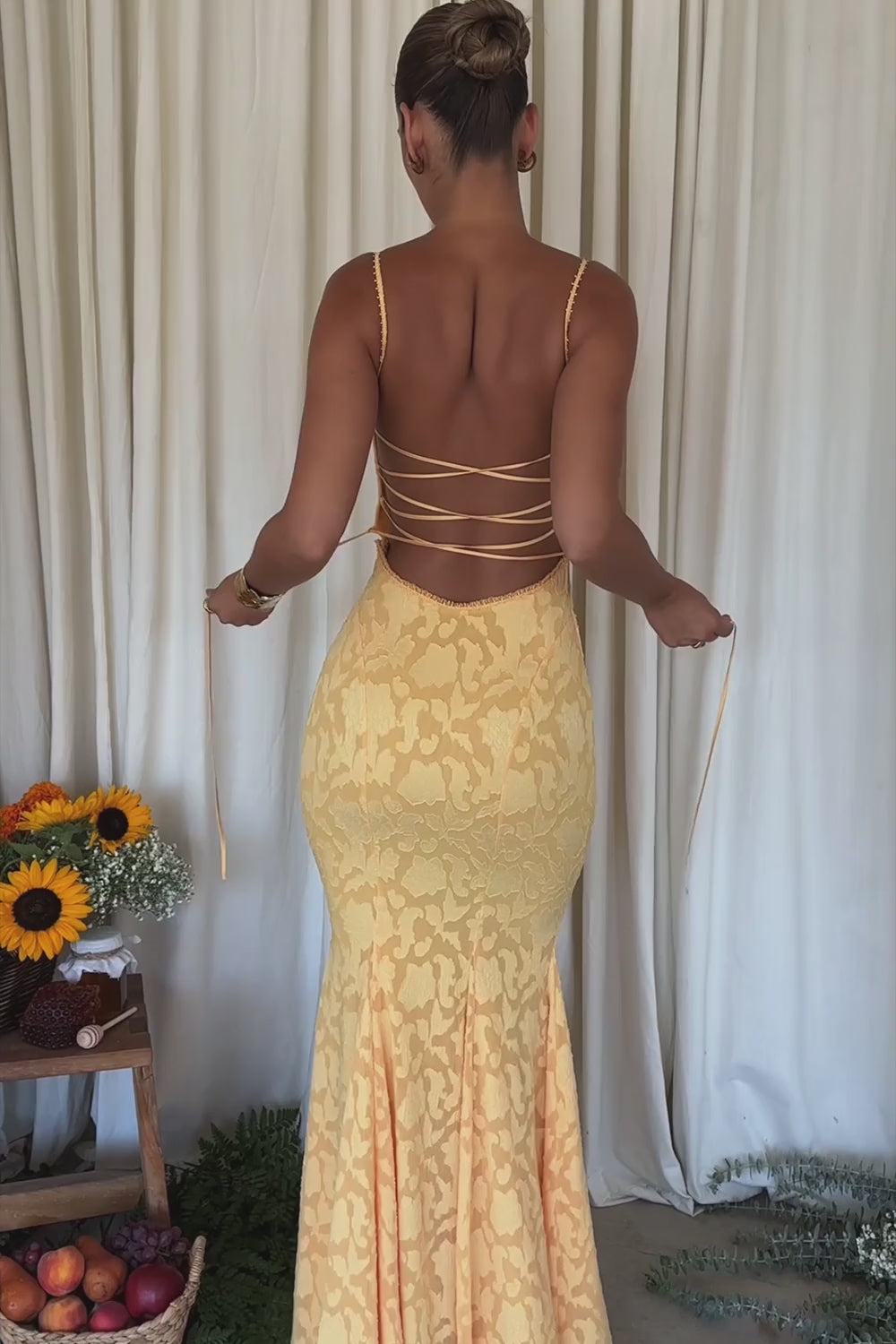 Eliany Askılı Jakarlı Maksi Elbise